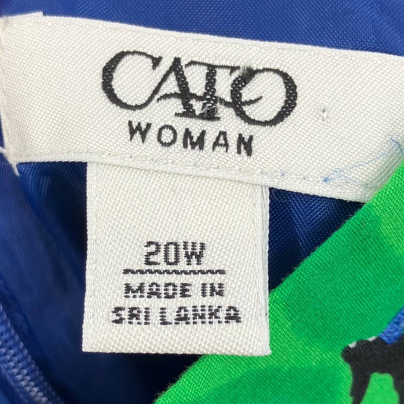 Cato Plus Size Blue Green Floral Zip A Line Adjustable Straps Cotton Sundress - Picture 2 of 7